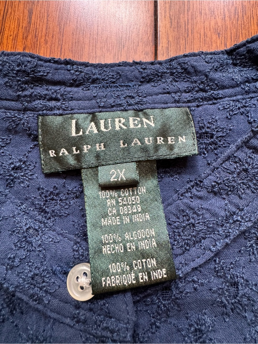 Ralph Lauren Navy Textured Cotton Button-Down Shirt - Picture 5 of 10